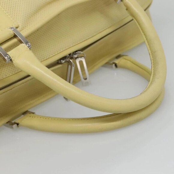 LOEWE Anagram Hand Bag Leather Light Yellow Silver Auth - Picture 8 of 16